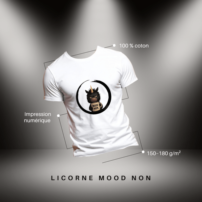 T-shirt blanc Mood Non - Cmalicorne