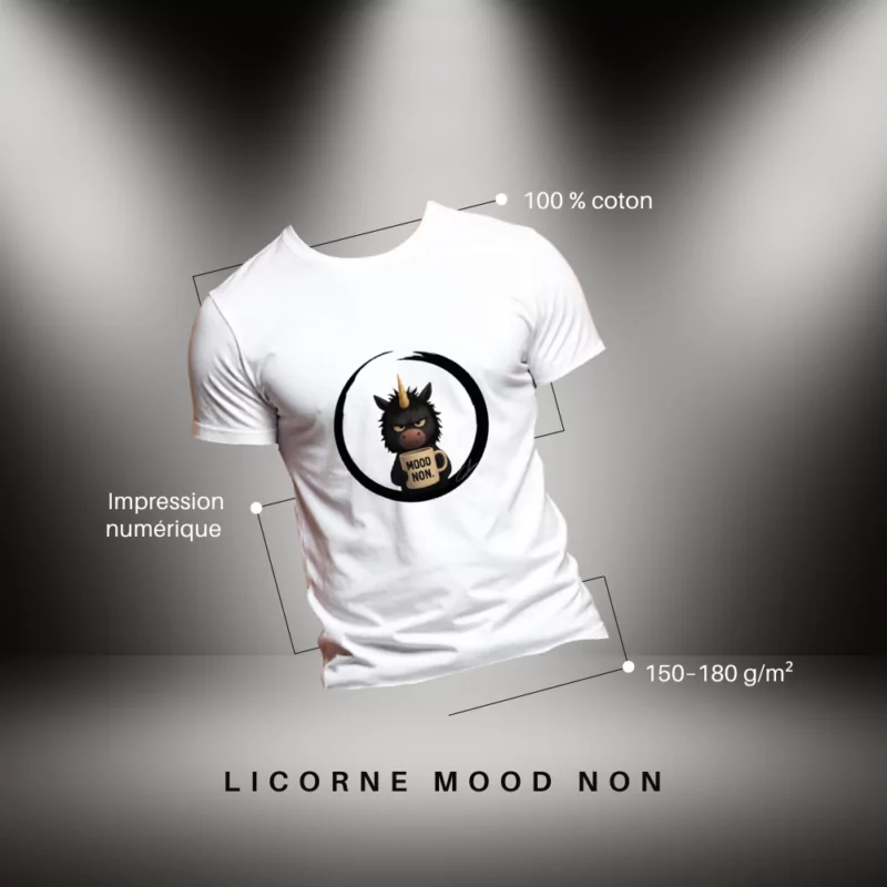 T-shirt blanc Mood Non - Cmalicorne