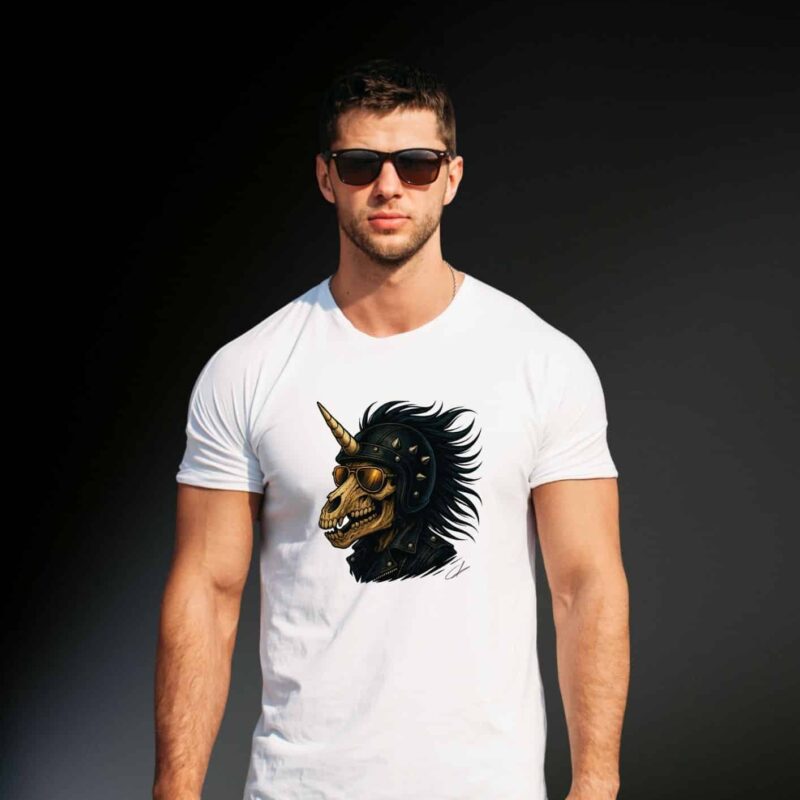 T-shirt Licorne "Tête de mort Biker"