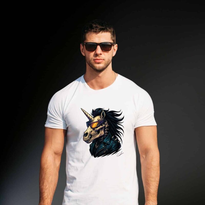 T-shirt Licorne "Tête de mort Motard"